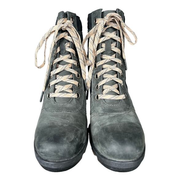 Sorel Women’s Lexie Green Leather Wedge Ankle Boot Size US 8 - Picture 6 of 10